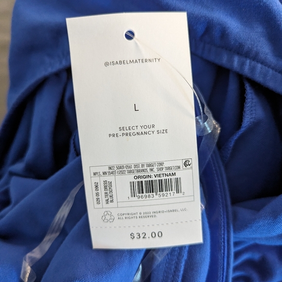 Isabel Maternity Cut Out Halter Bodycon Maternity Dress Blue - Picture 8 of 9